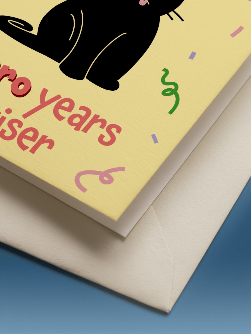 Zero Wiser Birthday Cat Card mockup 3