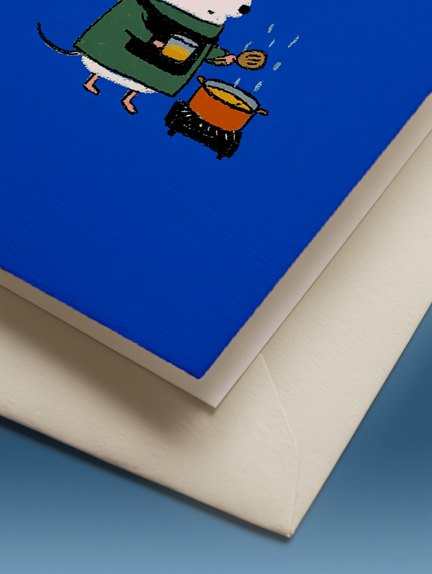 Whimsical Cooking Mouse Card mockup 3