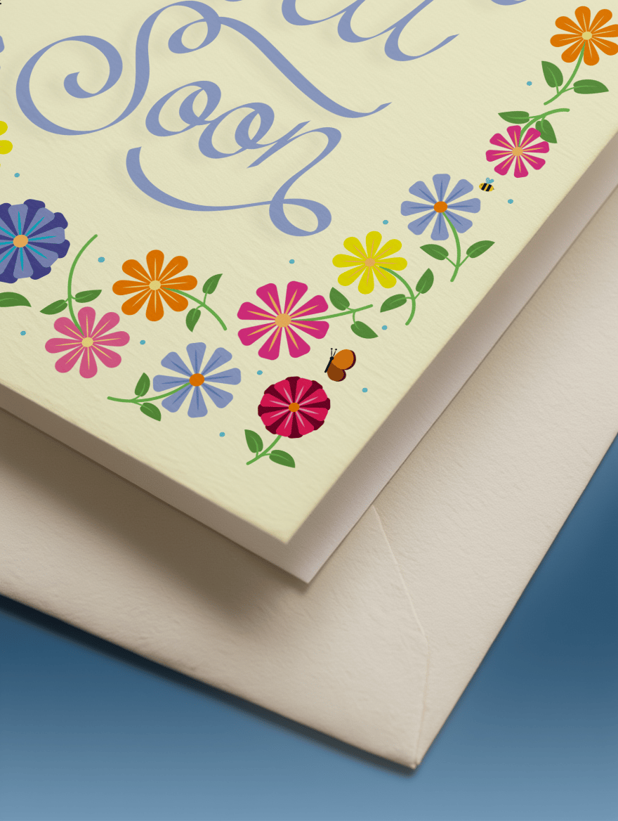 Bright Floral Get Well Soon Card mockup 3
