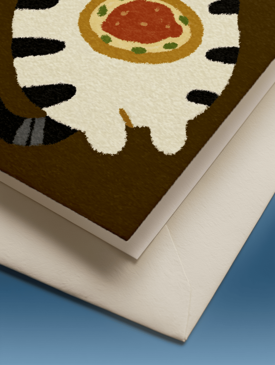 Pizza Loving Cat Card mockup 3