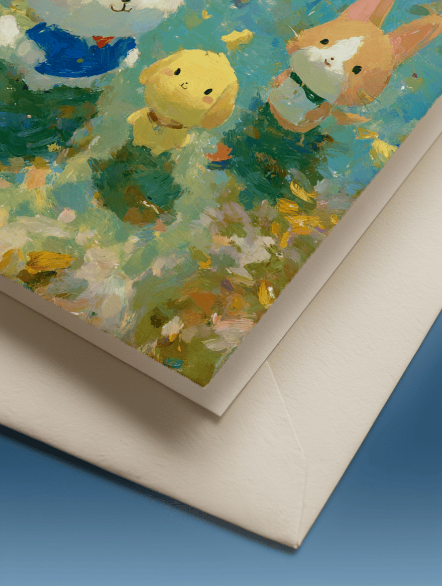 Adorable Animal Friends Greeting Card mockup 3