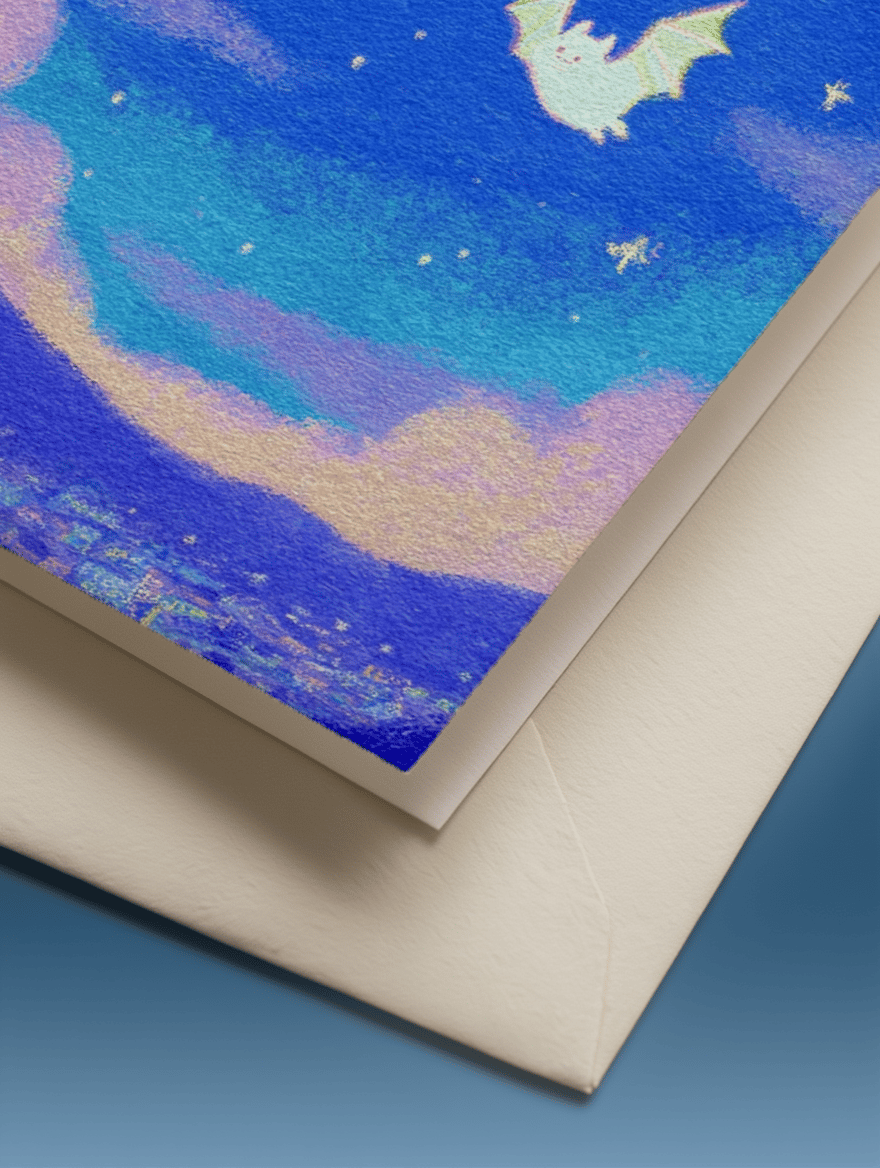 Starry Night Bat Greetings mockup 3