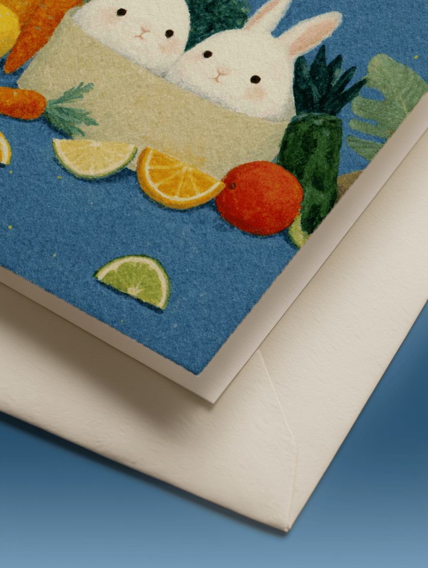 Cute Bunny Duo Greeting Card mockup 3