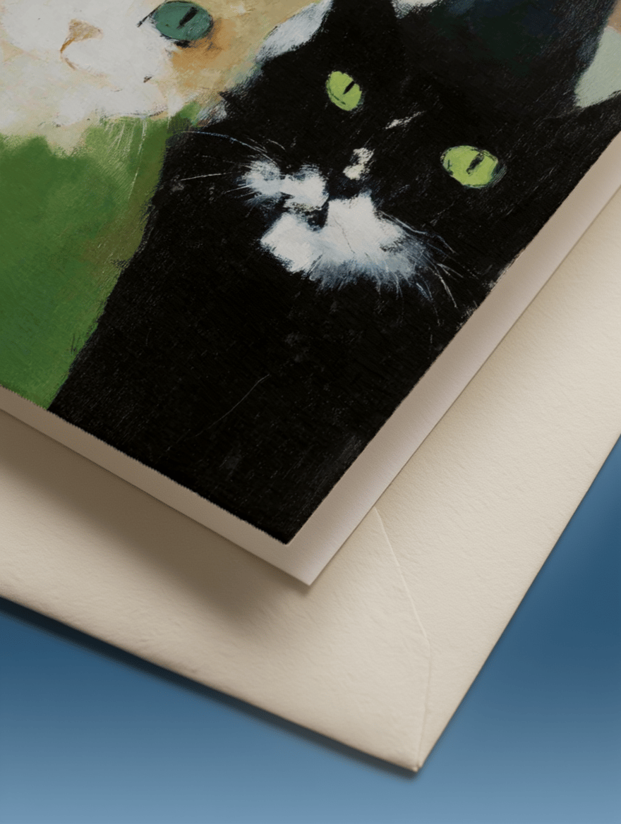 Charming Cat Trio Card mockup 3