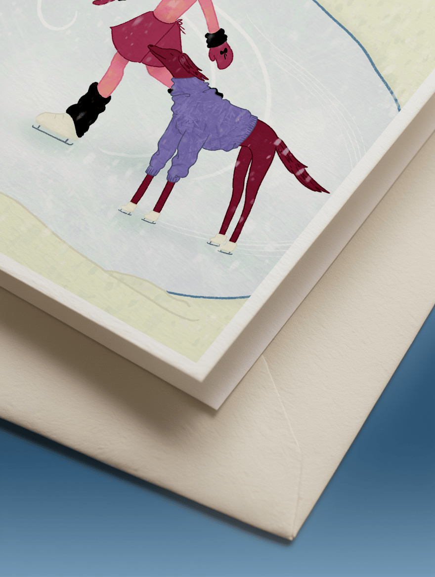 Happy Holidays Ice Skating Card mockup 3