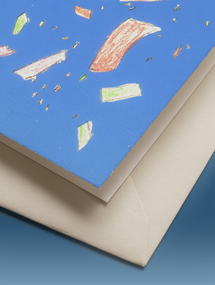 Crayon Confetti Celebration Card mockup 3