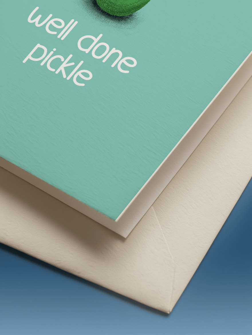 Well Done Pickle Graduation Card mockup 3