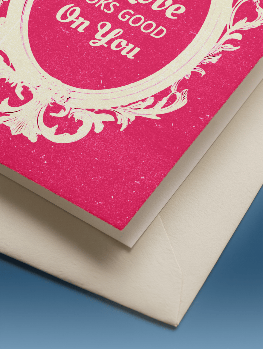 In Love Looks Good on You Valentine Card mockup 3