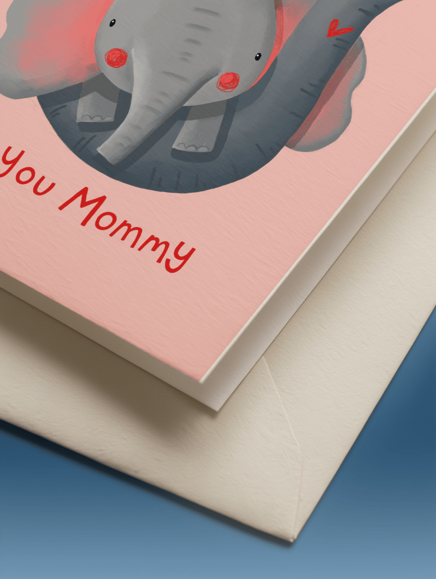 Love You Mommy Elephant Card mockup 3