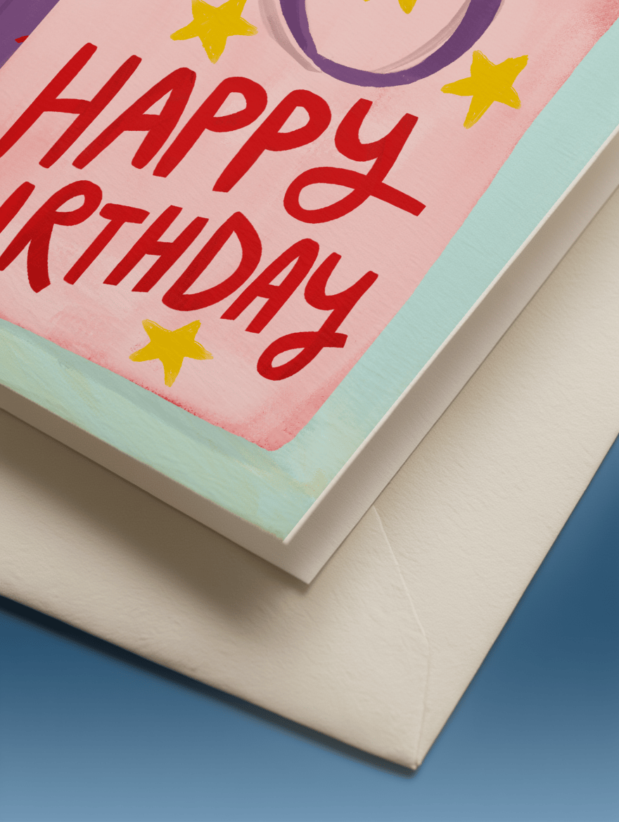 Cat in a Gift Bag Birthday Card mockup 3