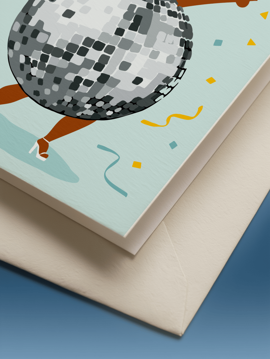 Disco Party Time Birthday Card mockup 3