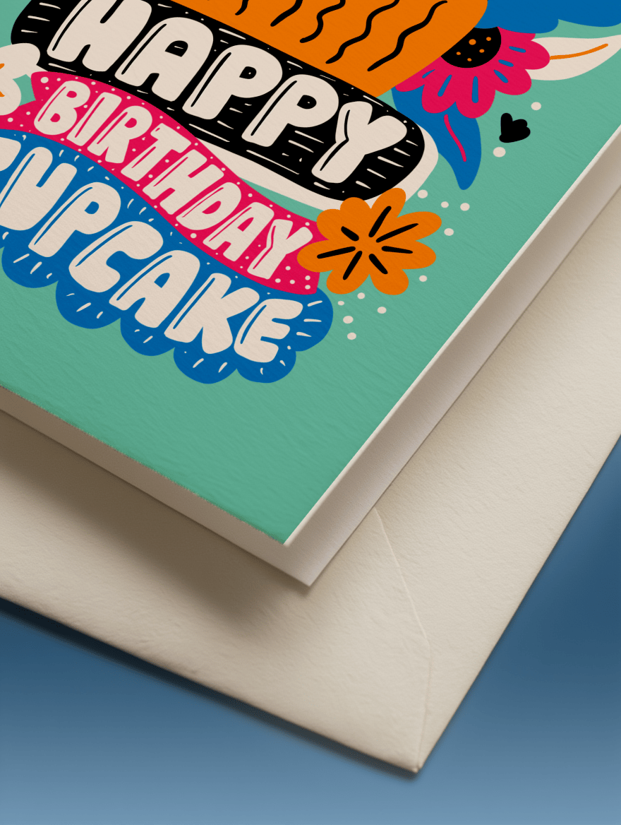 Happy Birthday Cupcake Card mockup 3