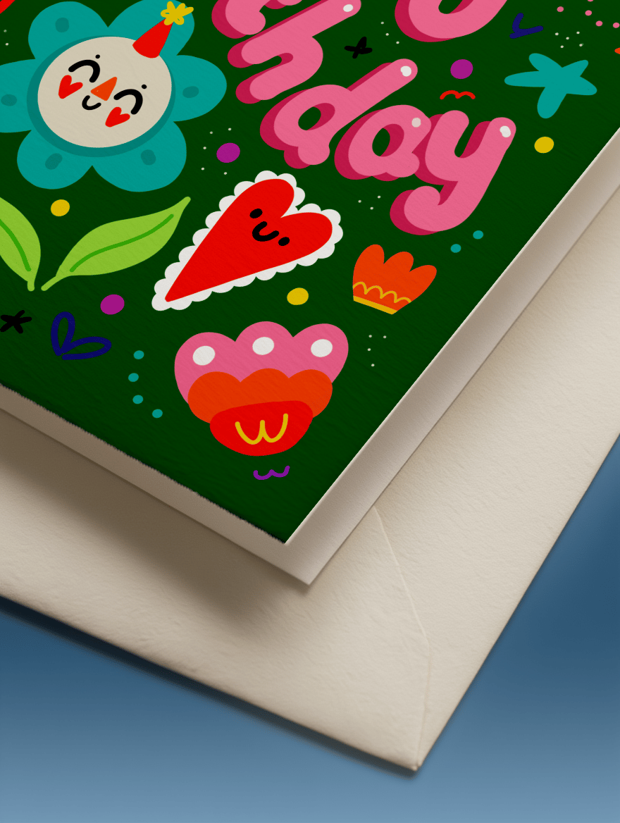 Happy Birthday Bright Florals mockup 3