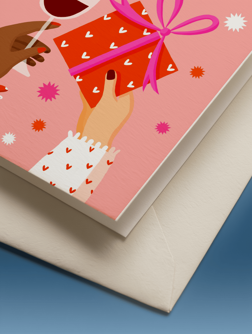 Happy Galentine's Day Gift and Wine mockup 3