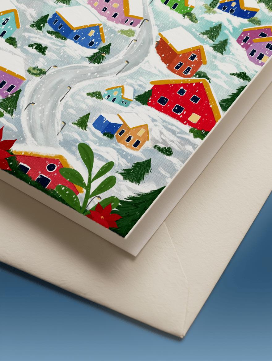 Winter Wishes Snowy Village mockup 3