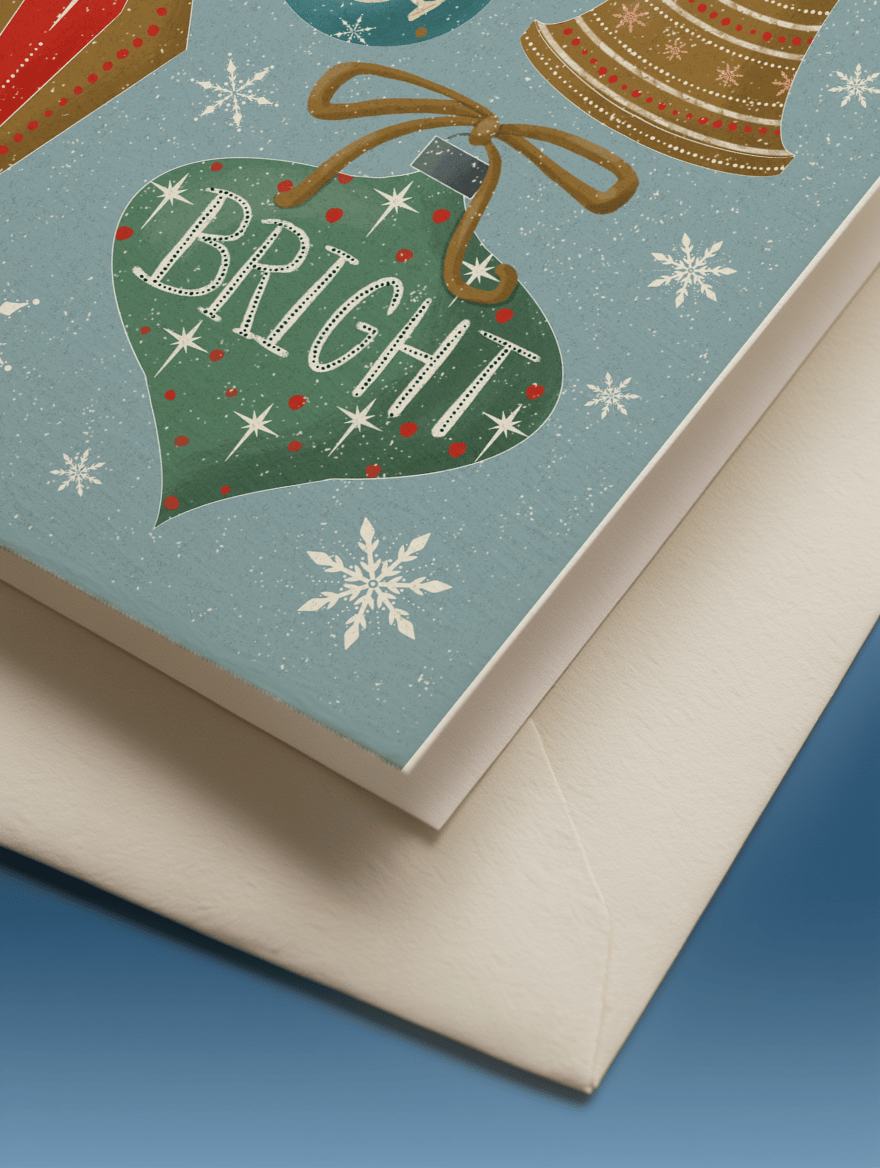 Merry & Bright Christmas Ornaments mockup 3