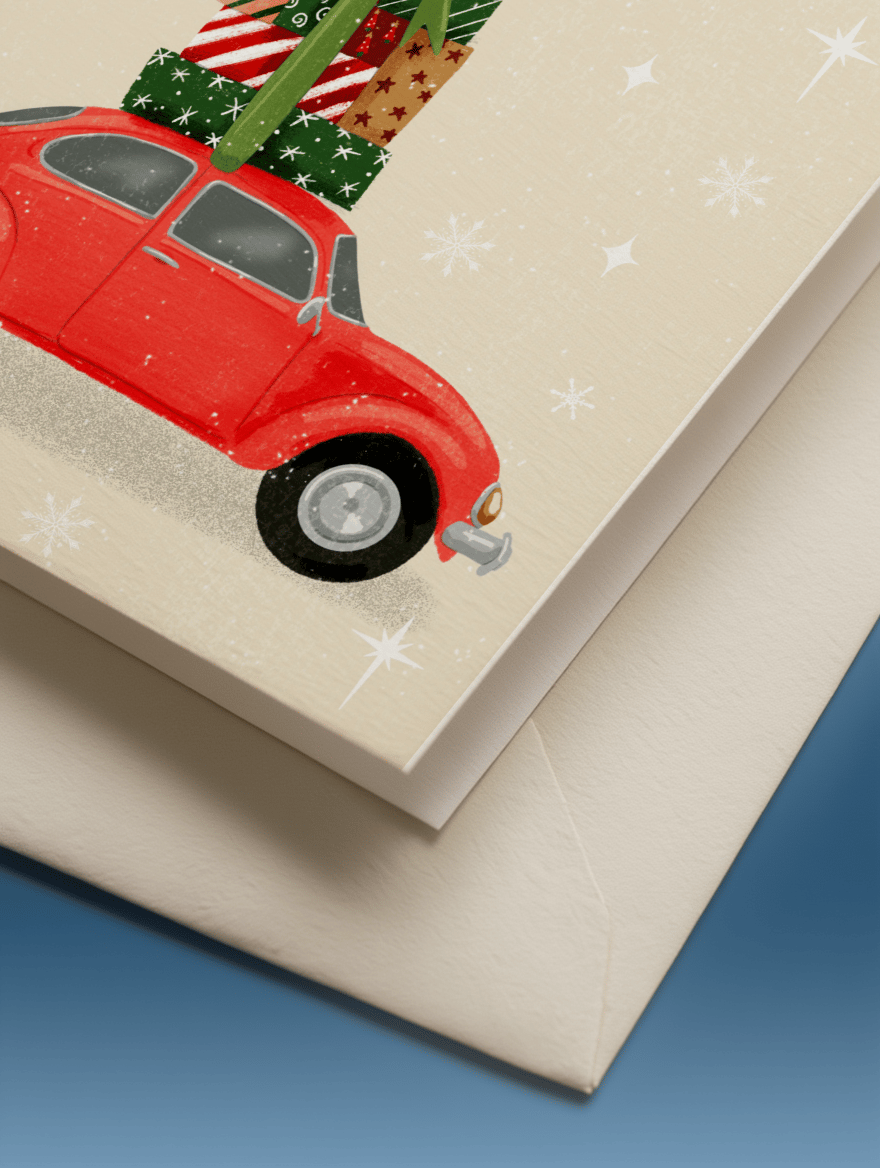 Season's Greetings with Festive Car mockup 3