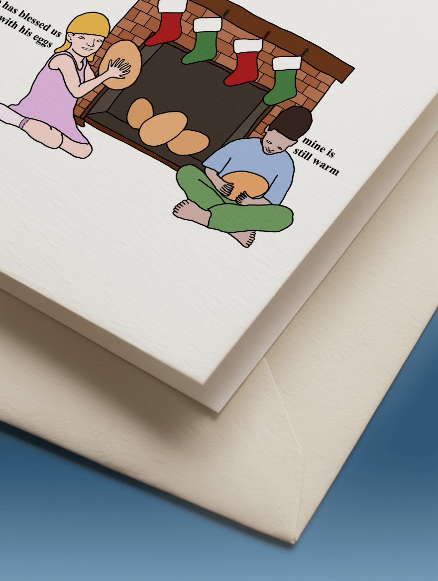 Santa Laying Christmas Eggs mockup 2