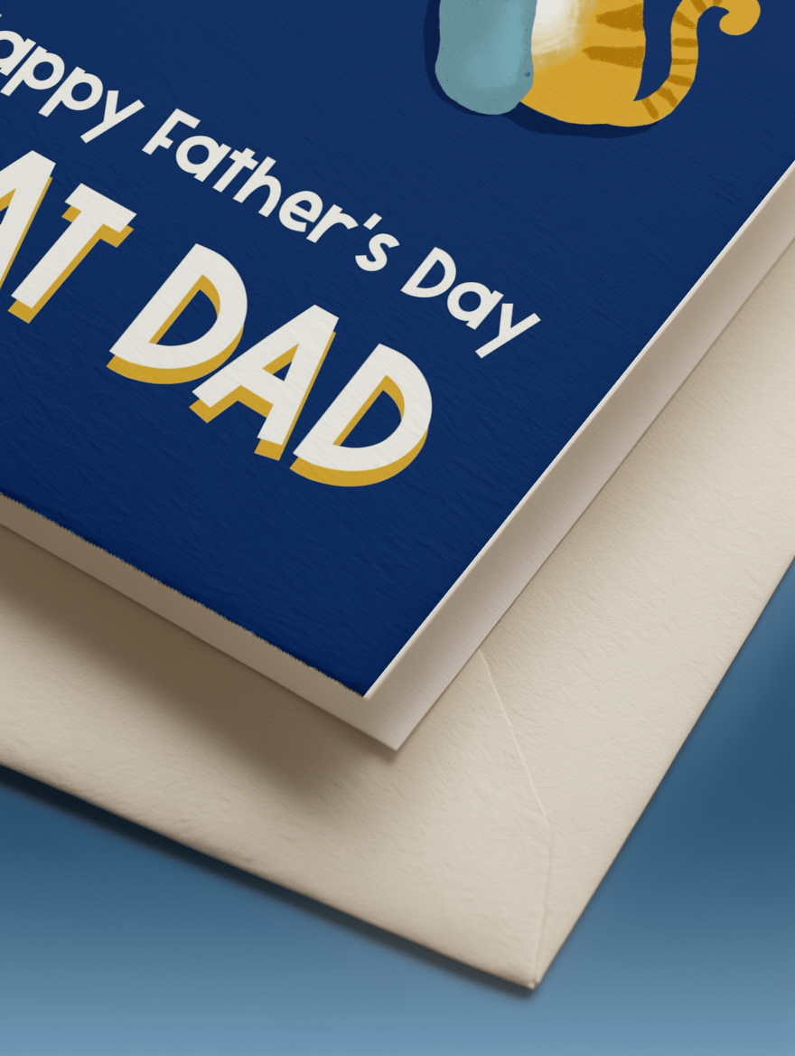 Cat Dad Father's Day Card mockup 3