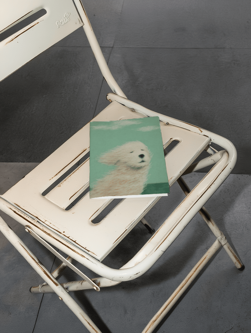 fluffy white dog in wind mockup 2
