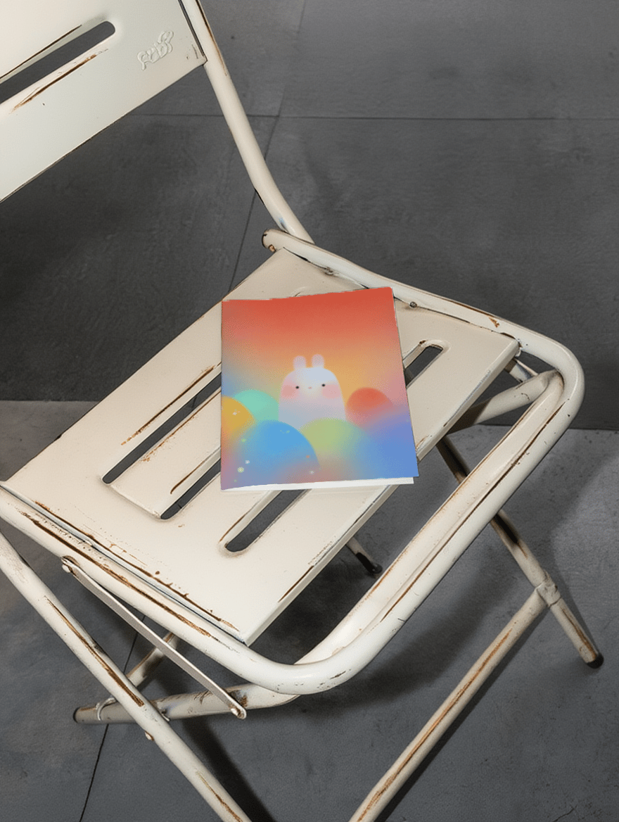Cute Bunny in Rainbow Clouds mockup 2