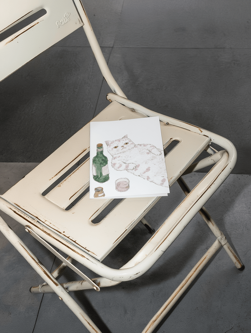 Relaxed Cat with Wine mockup 2