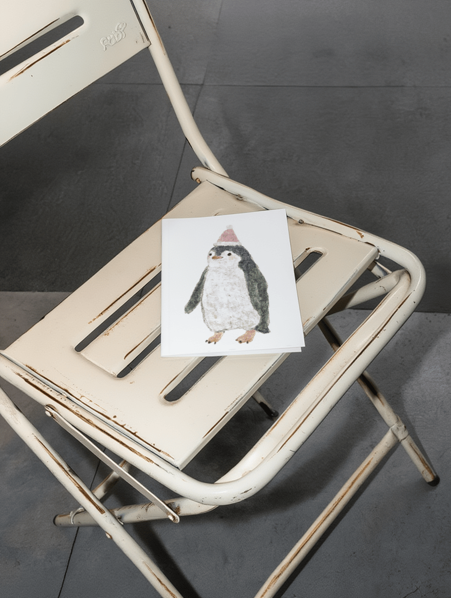 Festive Penguin Cheer Card mockup 2