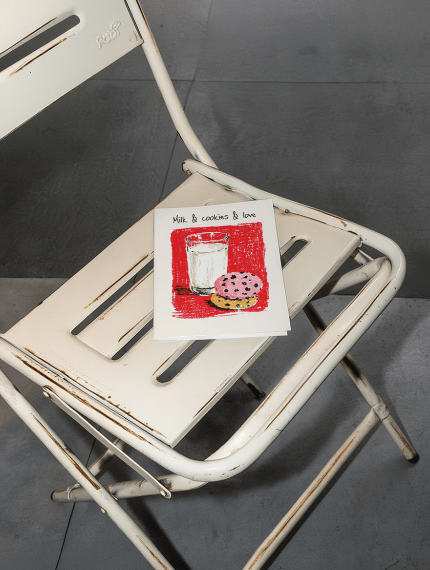 Milk & Cookies Love Card mockup 2
