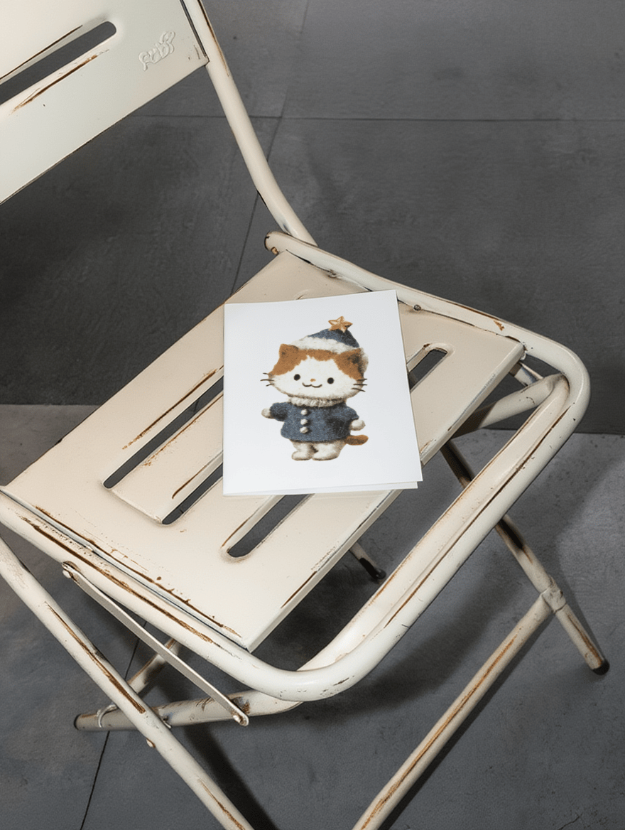 Cute Cat Winter Wishes Card mockup 2