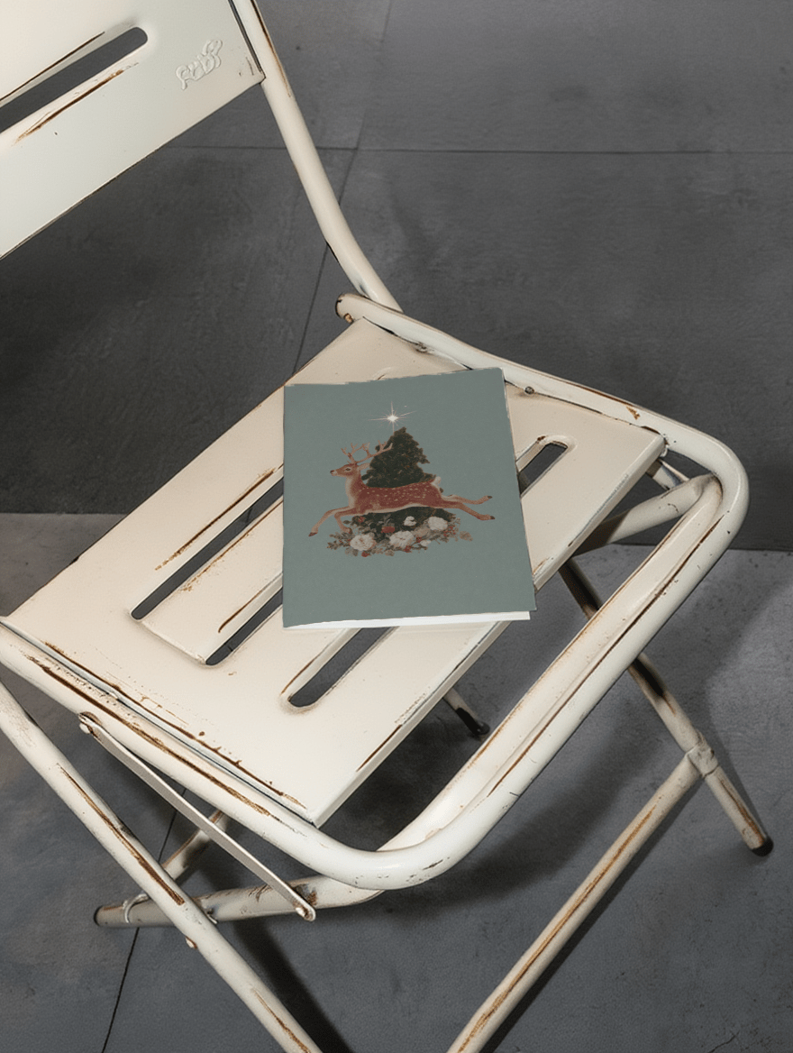 Festive Deer and Star Card mockup 2