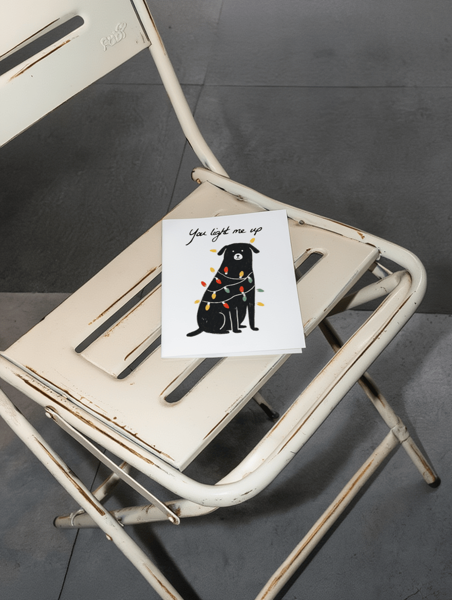 Festive Dog Love Lights Card mockup 2