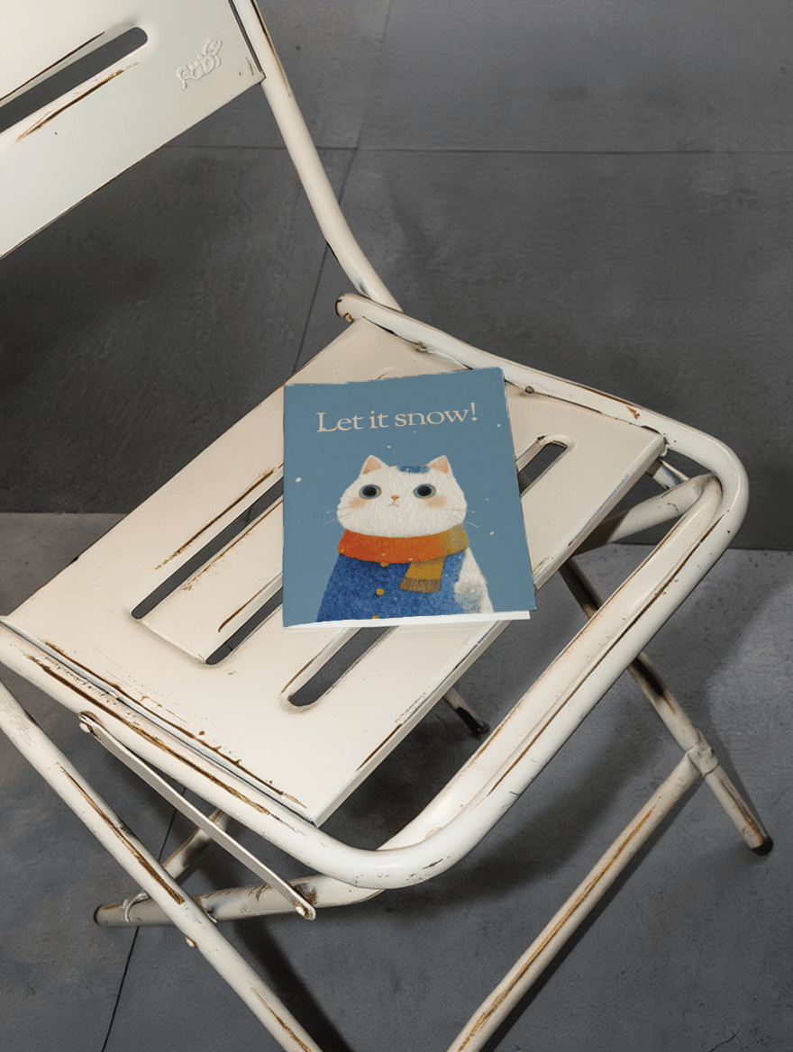 Snowy Cat Greetings mockup 2