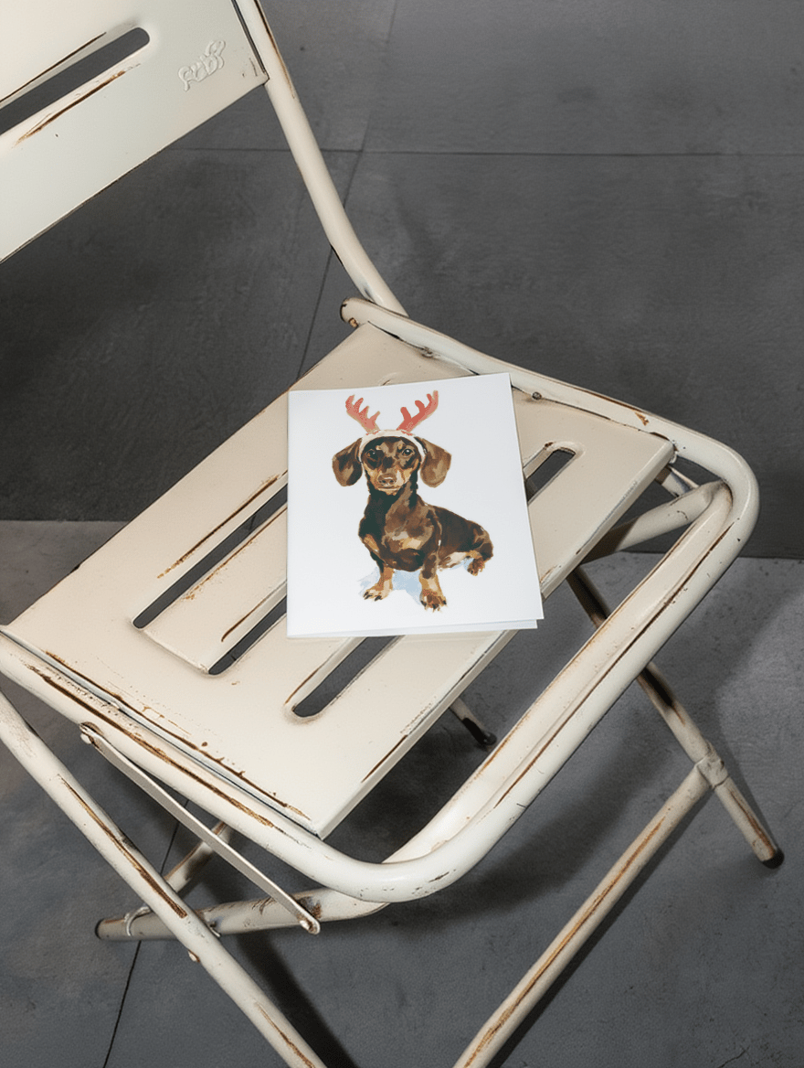 Festive Dachshund Delight Card mockup 2