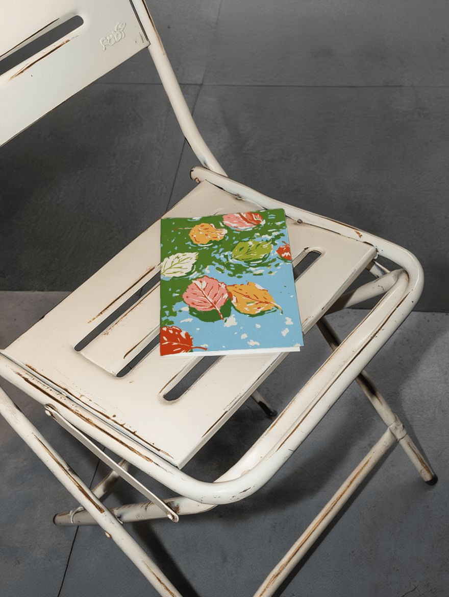 Floating Autumn Leaves Greeting Card mockup 2