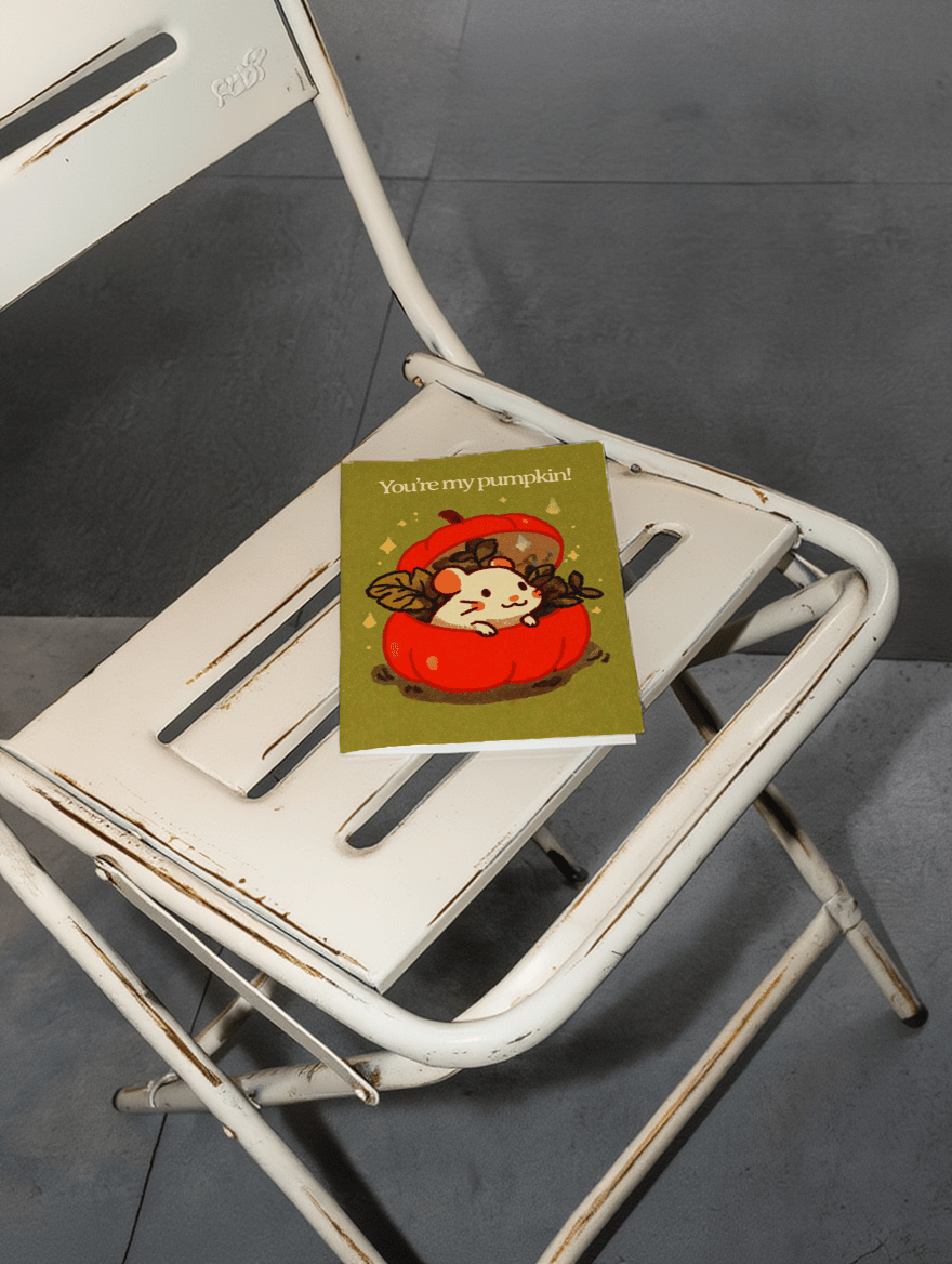 Adorable Pumpkin Mouse Card mockup 2