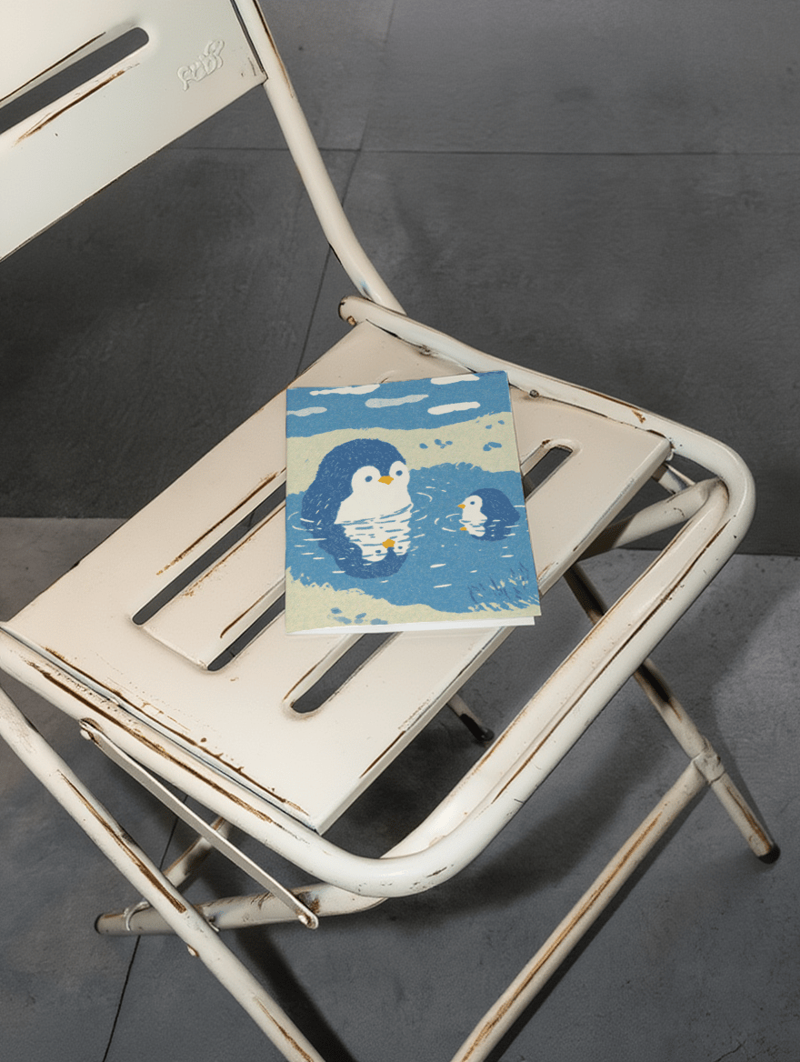 Charming Penguins Just Because Card mockup 2