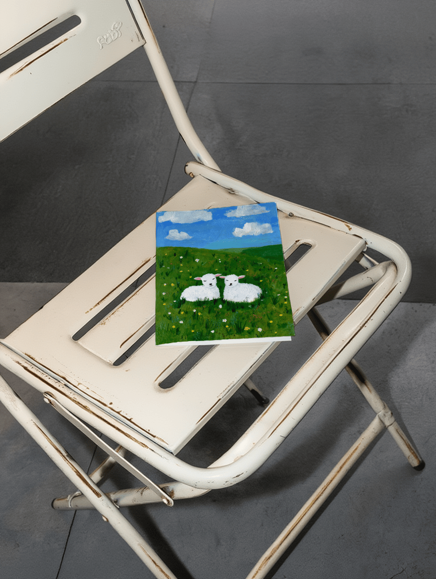 Serene Lamb Meadow Card mockup 2