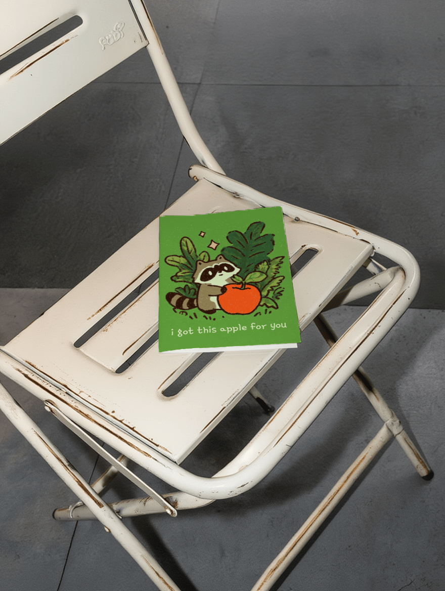 Adorable Raccoon Apple Love mockup 2