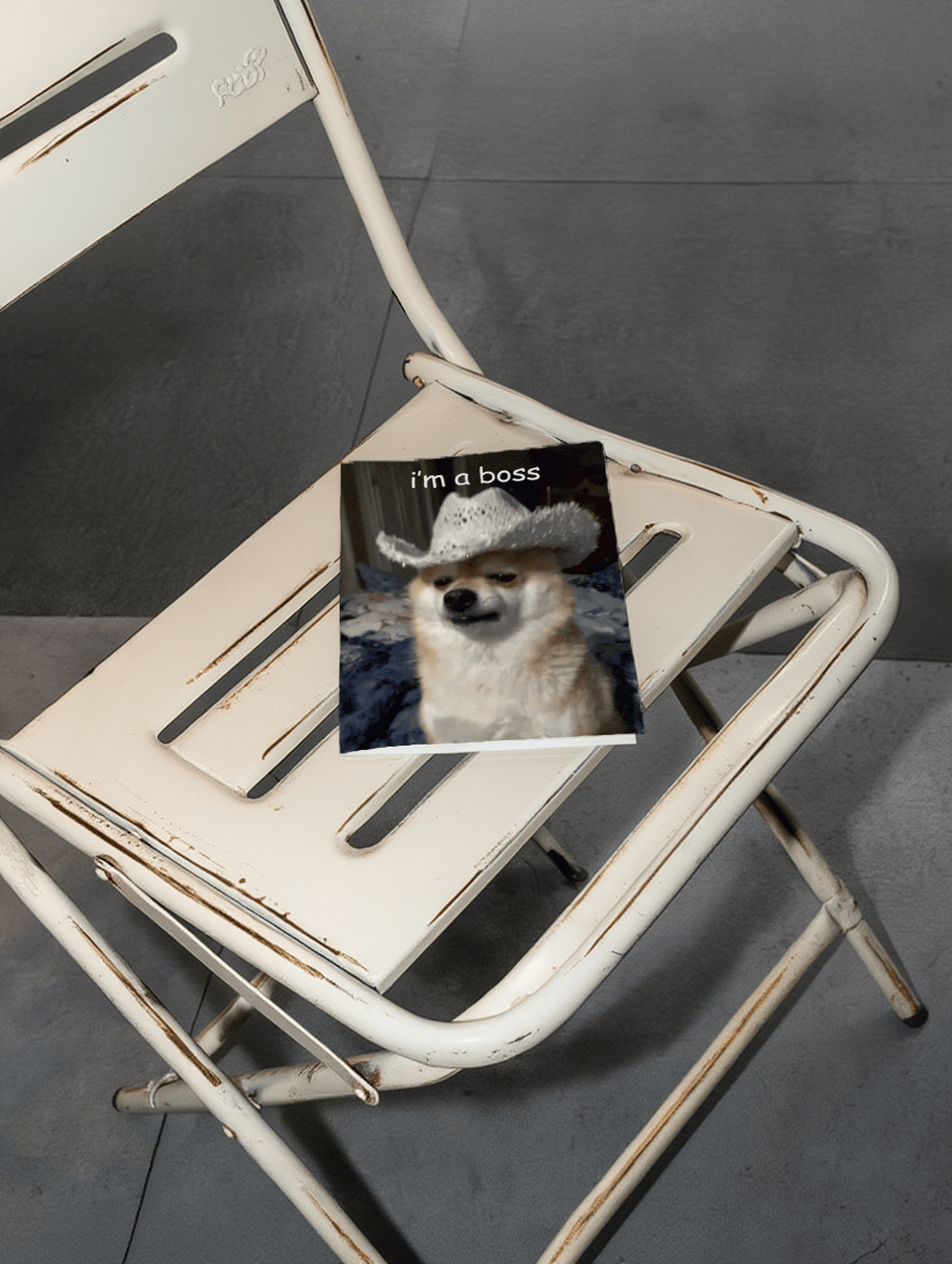 Boss Dog Cowboy Humor Card mockup 2
