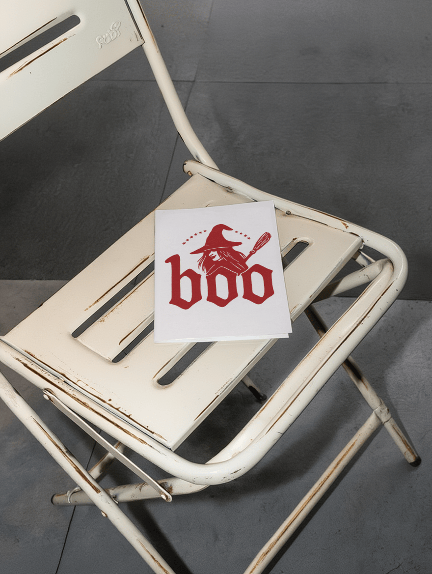 Spooky Witch Boo Card mockup 2
