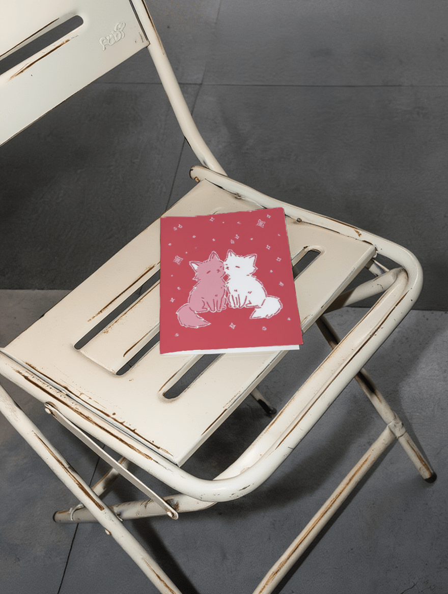 Adorable fox Romance Card mockup 2