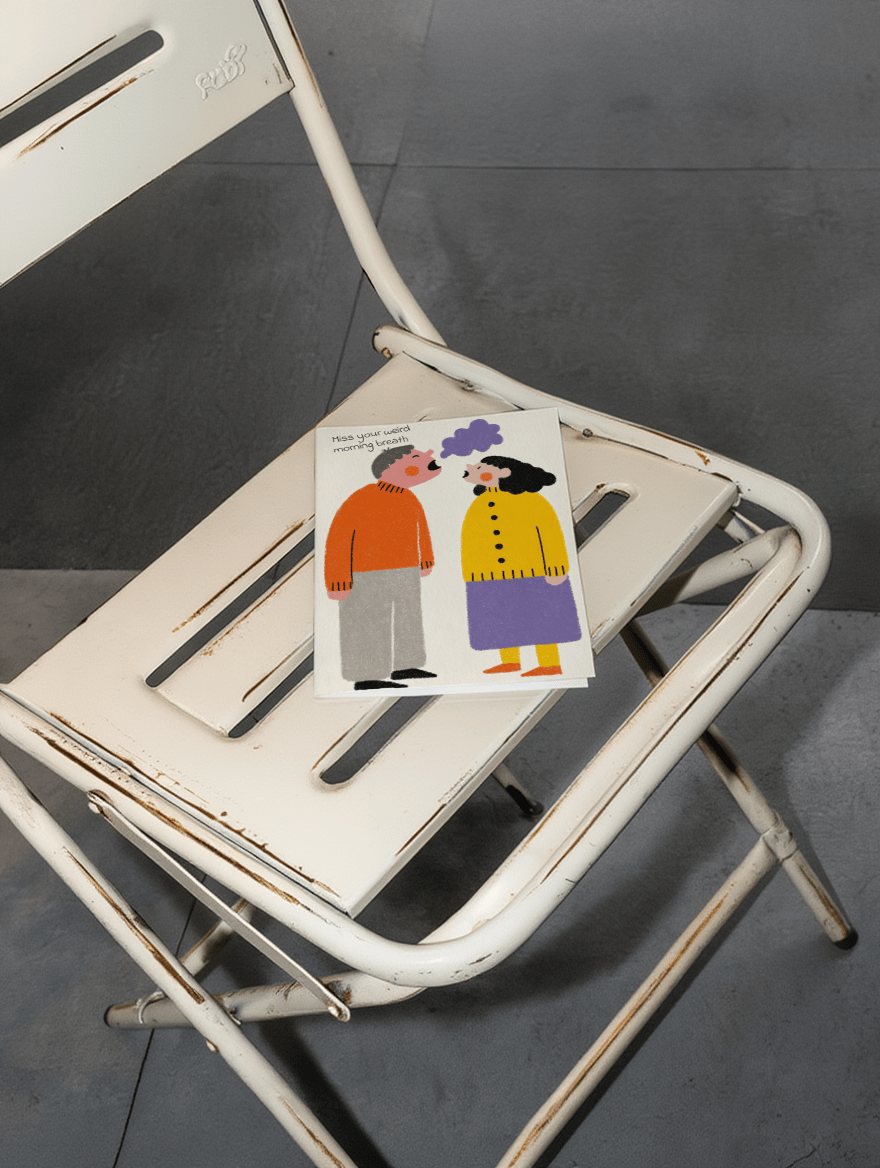 Funny Morning Breath Miss You Card mockup 2