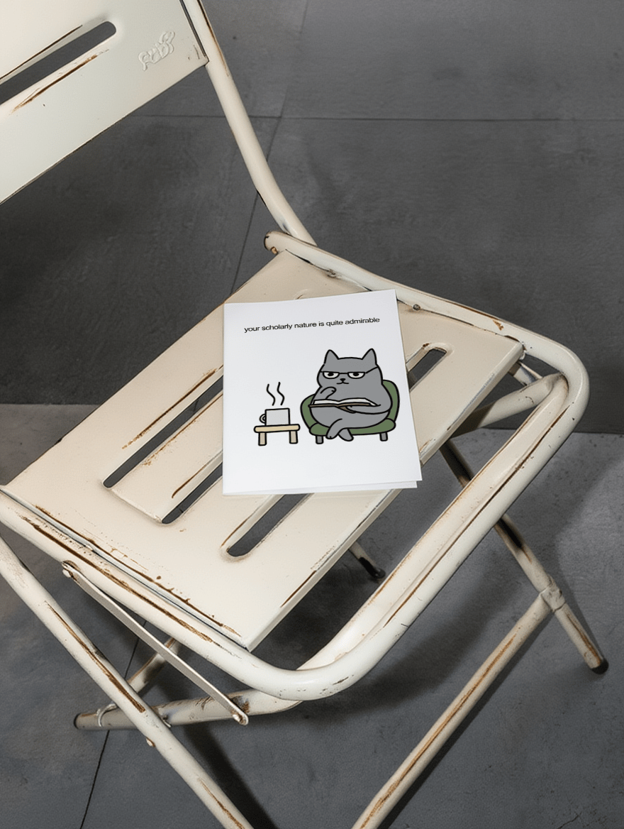 Scholarly Cat Admirable Nature Card mockup 2