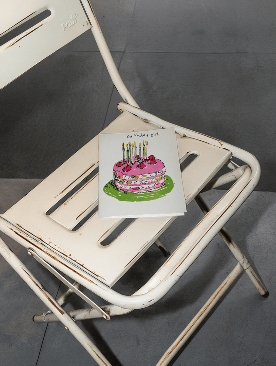 Birthday Girl Pink Cake Card mockup 1
