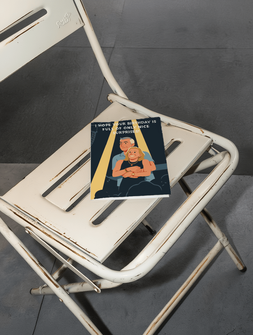 Only Nice Surprises Birthday Card mockup 2