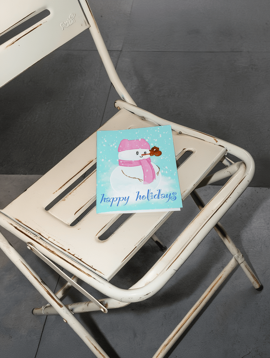 Snowman Happy Holidays Card mockup 2