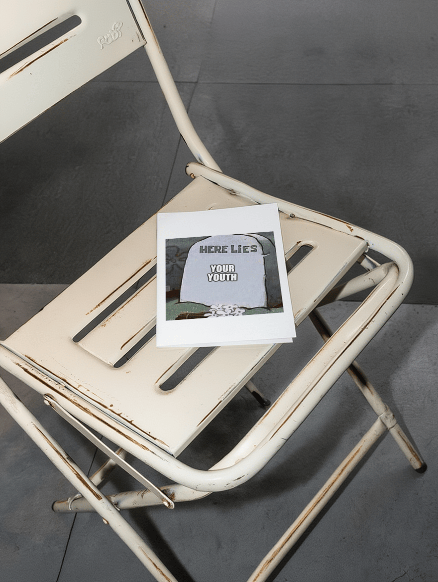 Here Lies Your Youth Birthday Card mockup 2