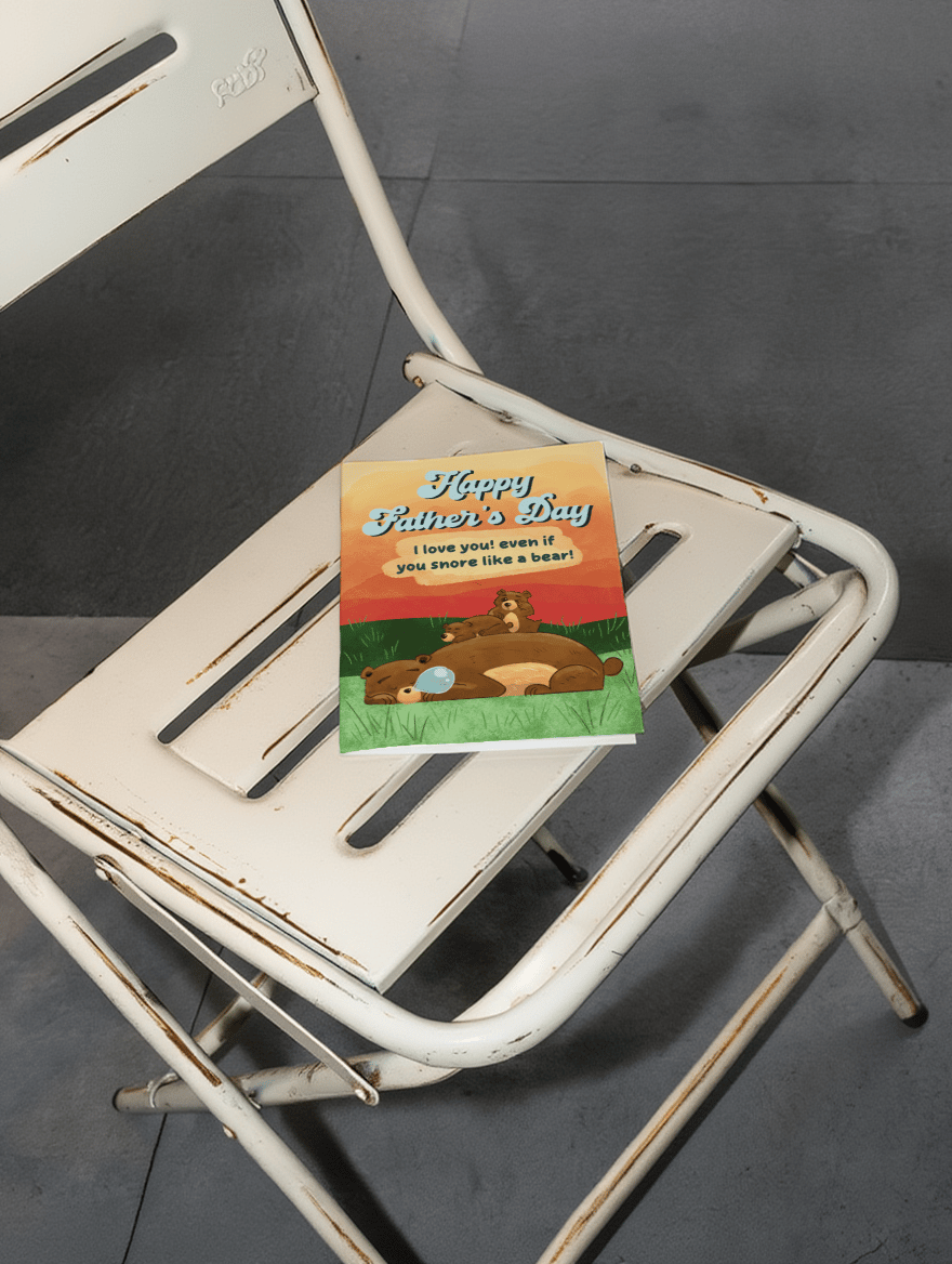 Happy Father’s Day Bear Snore Card mockup 2