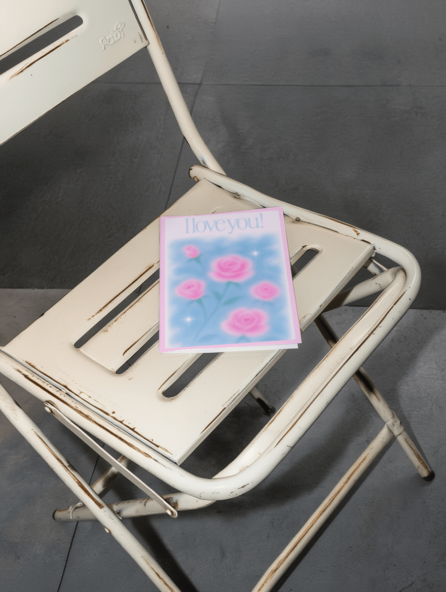 Blurry Pink Rose Love You Card mockup 2