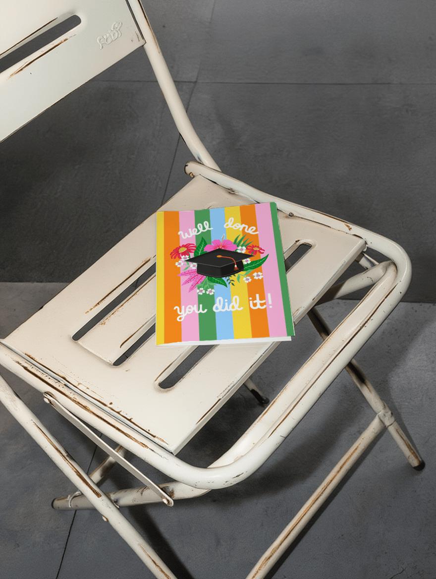 Well Done You Did It Floral Cap Card mockup 2
